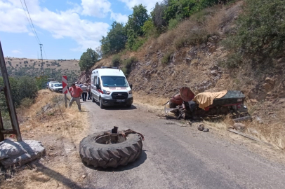 Çorum'da traktör 30 metrelik şarampole uçtu