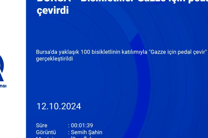 Bursa'da bisikletliler Gazze için pedal çevirdi