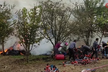 Bursa'da samanlıkta yangın