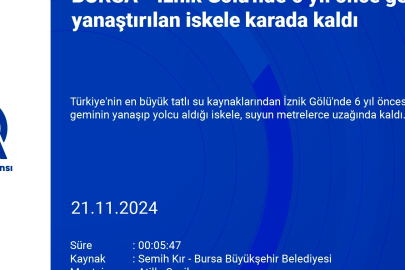 Bursa İznik Gölü'nde gemi yanaştırılan iskele karada kaldı