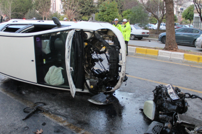 Aydın'da  refüje çarpıp takla attı: 4 yaralı